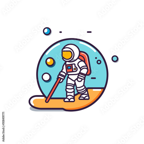 Astronaut exploring a celestial landscape in space