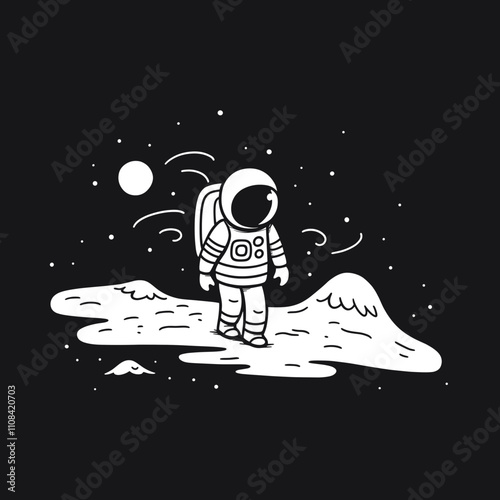Astronaut exploring a lunar landscape under stars