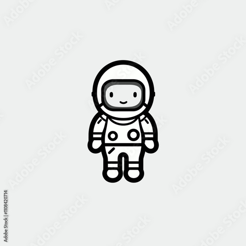 Cute cartoon astronaut standing in a soft color