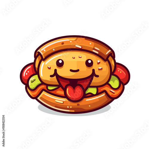 Happy cartoon sandwich with smiling face design