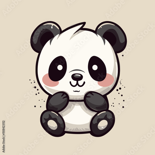 Playful panda in soft colors