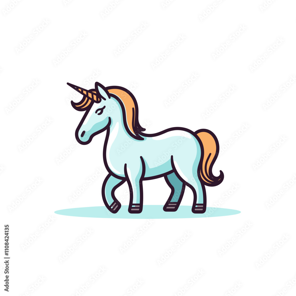 Fototapeta premium Colorful-maned unicorn on light background