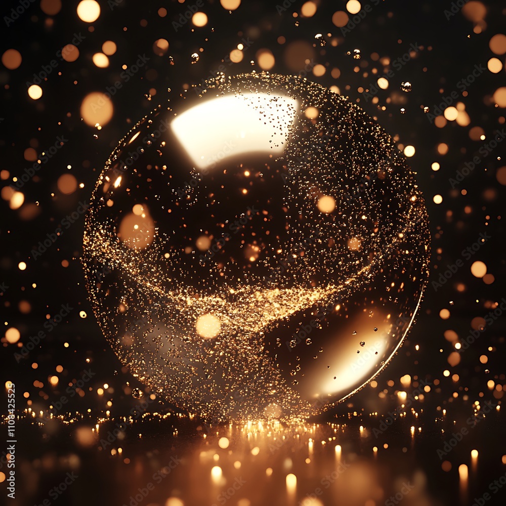 Obraz premium Luxurious Golden Textures and Glittering Spheres - Shimmering Metallic Background Collection