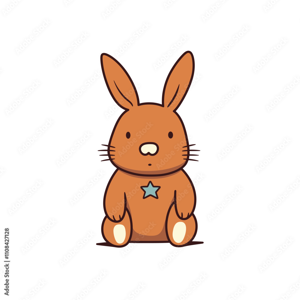 Fototapeta premium Cute bunny character with a star on its chest