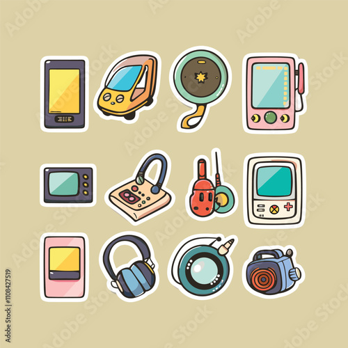 collection of cute vector electronic goods stickers