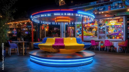 Wallpaper Mural Exciting amusement ride experience funfair photography nighttime vibrant atmosphere joyful entertainment Torontodigital.ca