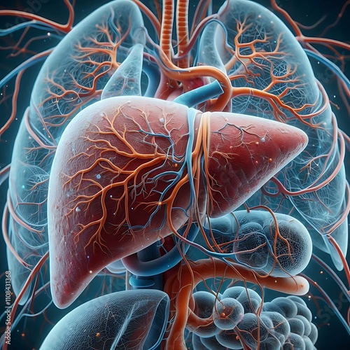 human circulatory system anatomy.3d illustration, generative ai