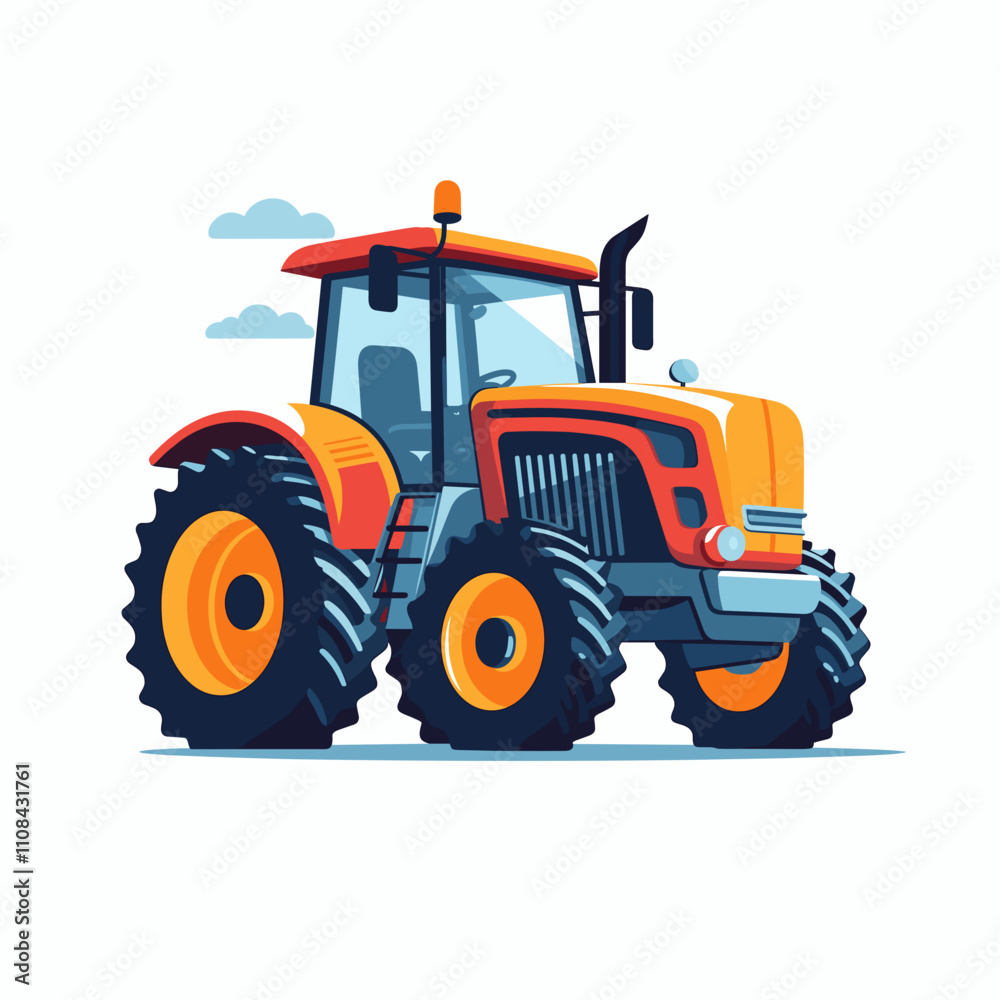 Obraz premium Vibrant tractor stands ready for farm work