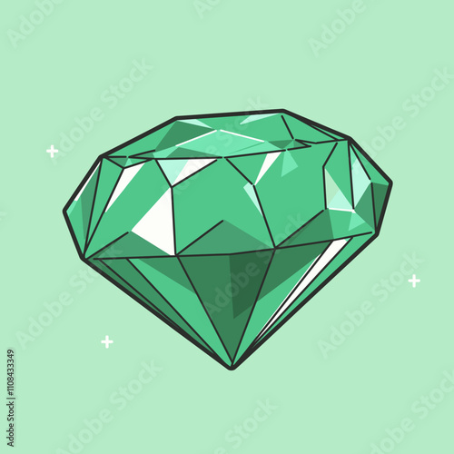 Green diamond with geometric facets