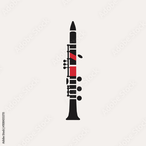 Colorful illustration of a clarinet on a neutral background