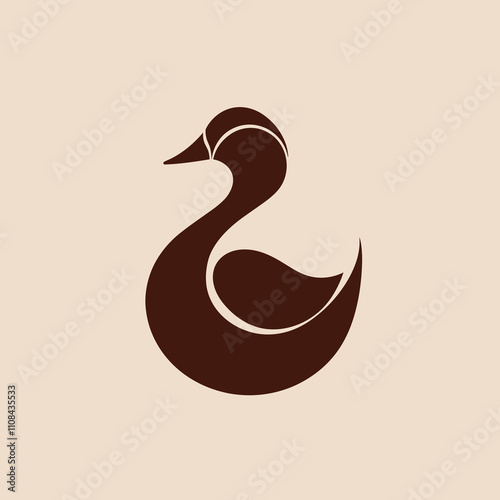 Elegant brown swan silhouette with minimalist design