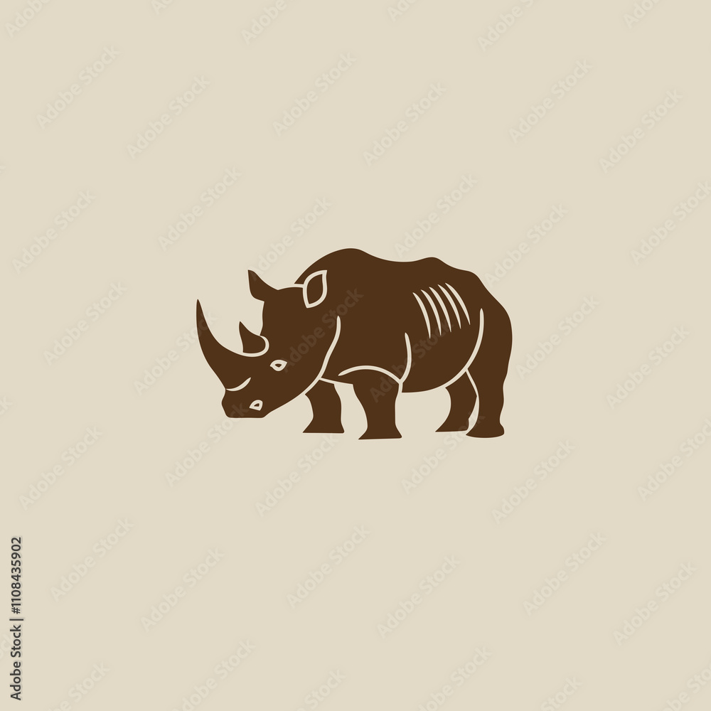 Obraz premium Rhinoceros illustration in simple, bold design