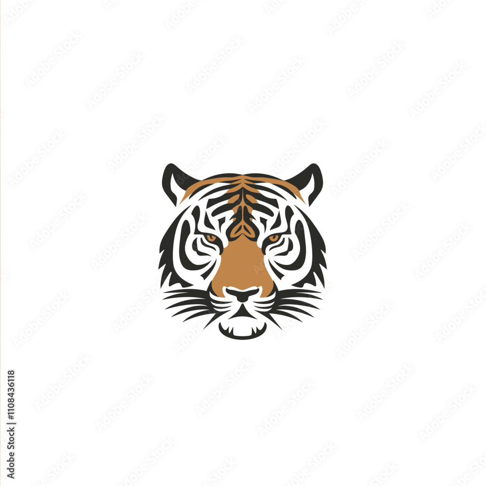 Fototapeta premium Tiger head illustration on a plain background