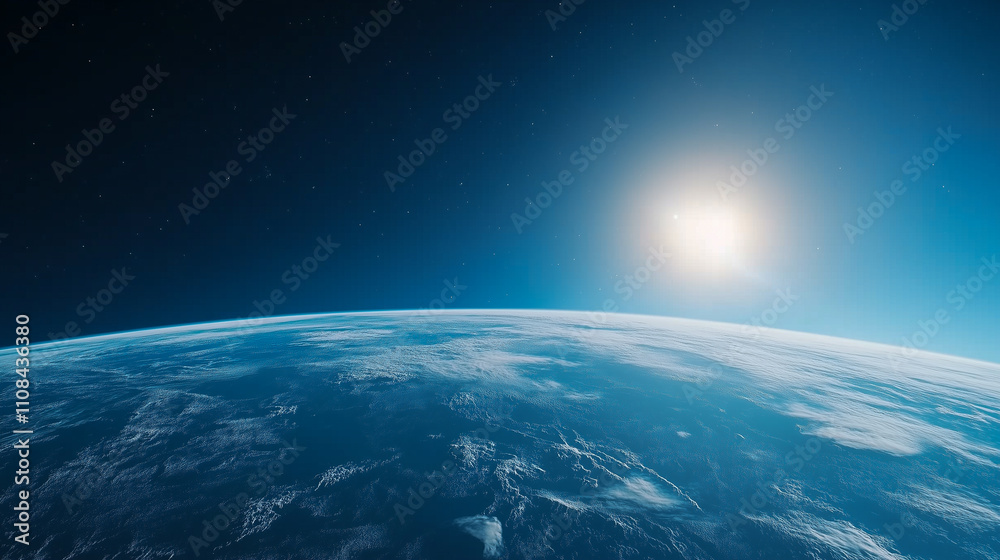 Fototapeta premium Cinematic planet earth view from the moon surface 