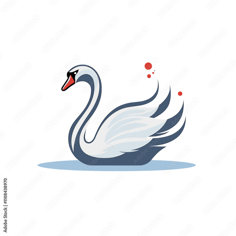 Fototapeta premium Elegant swan gliding on calm water at sunset