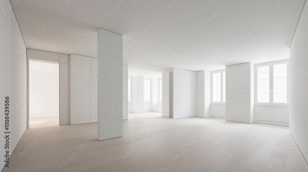 Fototapeta premium White clean empty architecture interior space room minimalistic studio background 