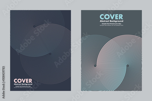 Modern vector geometric abstract background featuring an infinity symbol design and lines pattern in grayish blue tones. For cover, digital artwork, posters, annual report. Minimalist style.