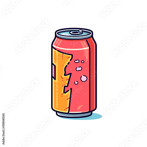Colorful vector illustration of a soda can with bubbles