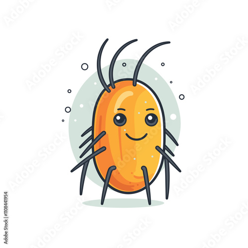 Cute cartoon microbe with quirky details and a friendly expression