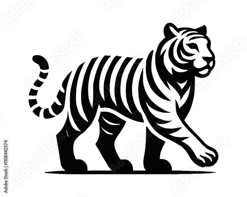 tiger engraving black and white outline