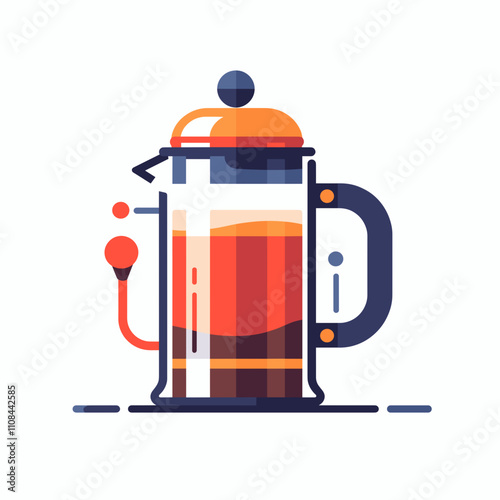 Stylish vector design of a coffee French press in vibrant colors