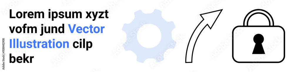 Gear icon, upward arrow, and padlock indicating process, direction, and security. Ideal for business strategy, workflow, security growth protection guidance and technical processes. Landing page Gear icon, upward arrow, and padlock indicating process, direction, and security. Ideal for business strategy, workflow, security growth protection guidance and technical processes. Landing page