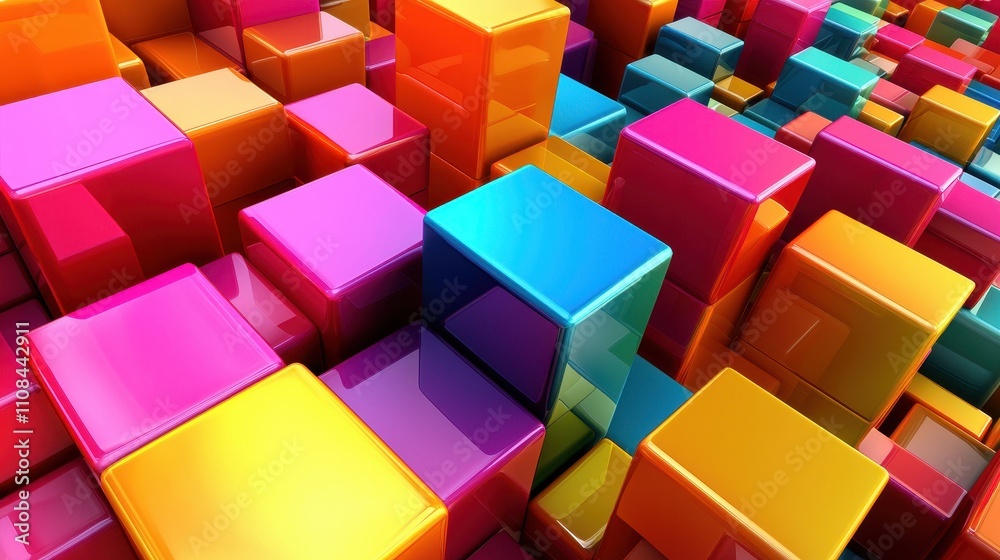 Obraz premium Colorful Shiny Cubes Abstract Background Design