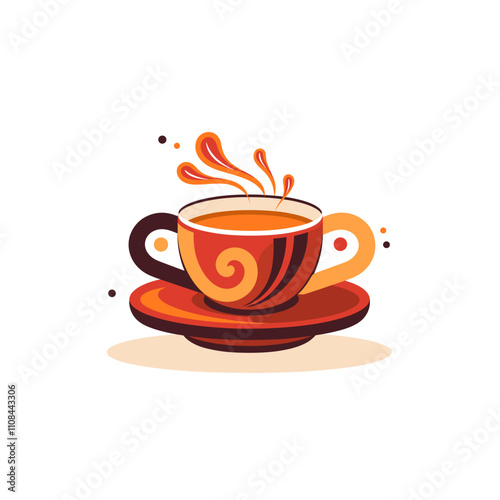 Coffee cup with dynamic splash design in vibrant colors