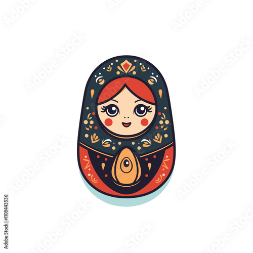 Traditional matryoshka doll with intricate patterns and colors