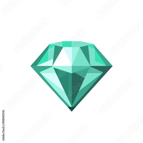 Vibrant turquoise diamond in modern vector design