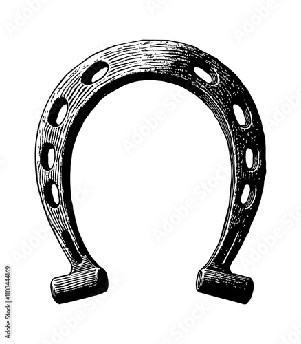 horse shoe engraving black and white outline
