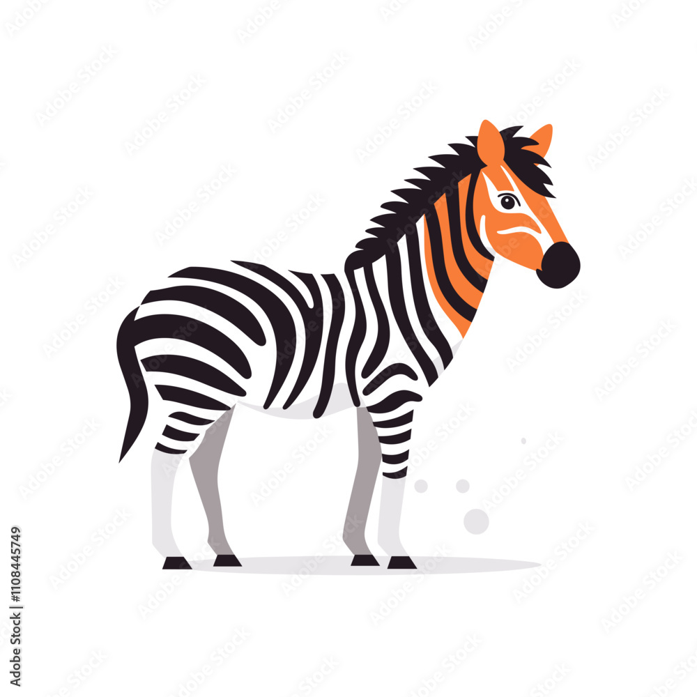 Obraz premium Colorful zebra with orange accents standing proudly against a simple background