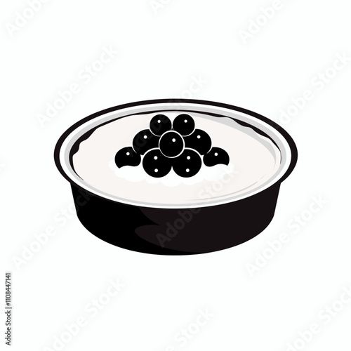 Delicious bowl of creamy dessert topped with rich dark berries ready to be savored