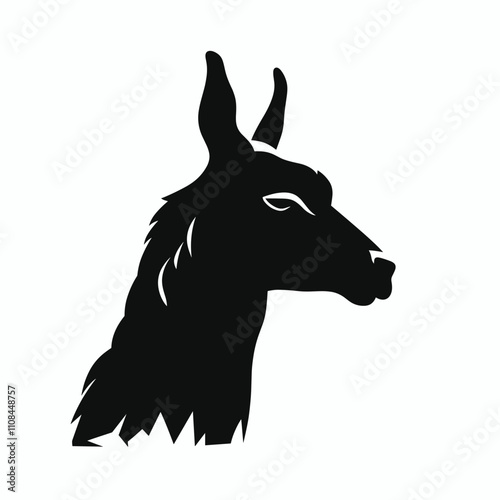 Llama silhouette with distinct features on a plain background in artistic style