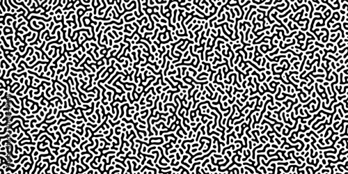 Organic seamless patterns with rounded lines Diffusion reaction background. Monochrome background of natural organic forms motion. Overlay template abstract Turing organic wallpaper background.