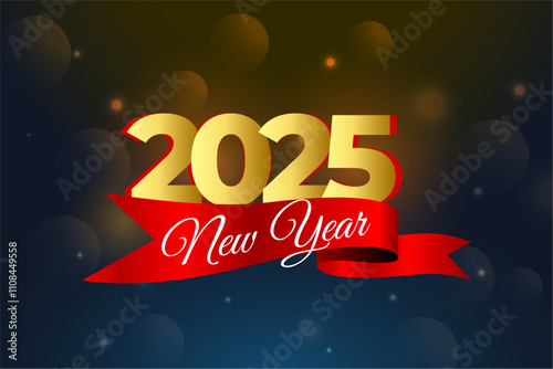 2025 new year occasion background with ribbon decor