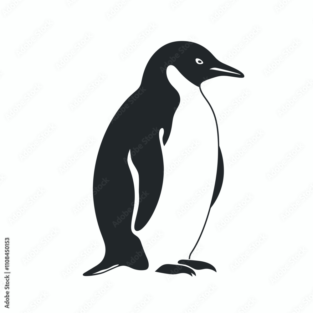 Obraz premium Penguin standing on ice in a cold environment showcasing its distinctive shape and features