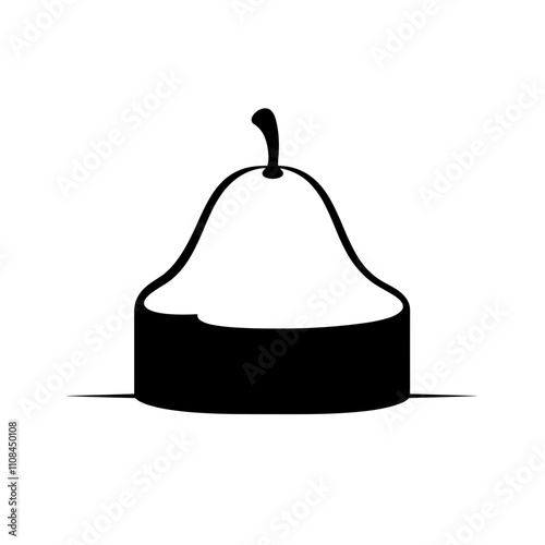 Simple black and white illustration of a pear on a flat surface