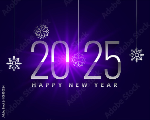 2025 new year festive background with hanging snowflake