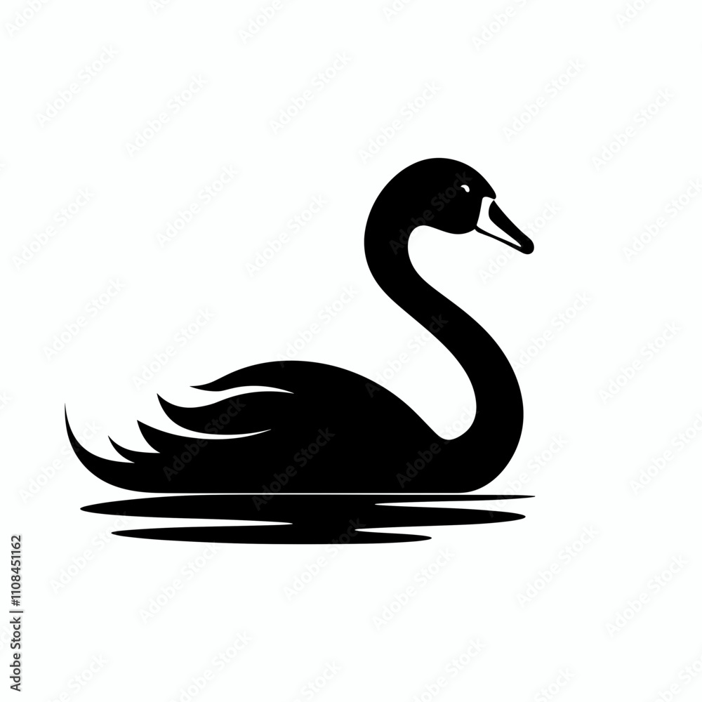 Fototapeta premium Elegant black swan gliding across calm water in serene natural setting