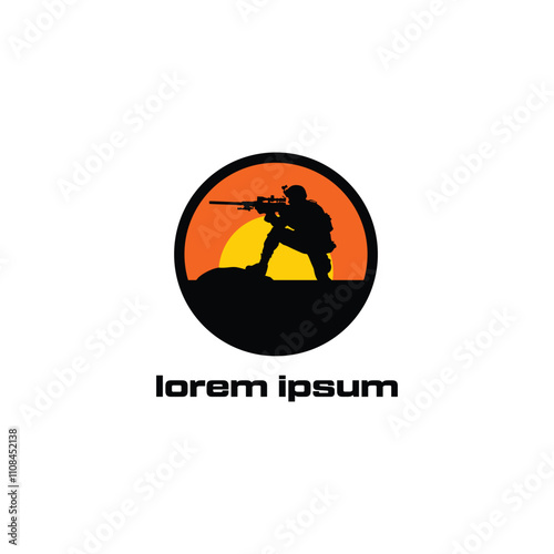 Black Silhouette Illustration of a Soldier Taking Aim