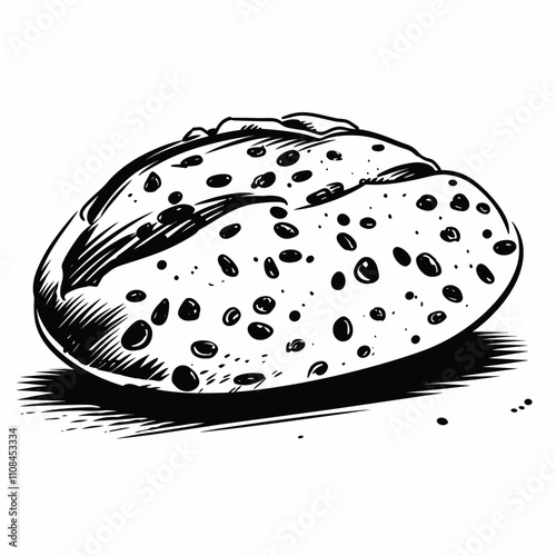 Freshly baked bread roll with sesame seeds resting on a flat surface