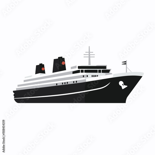 Elegant cruise ship sailing on the ocean in bright daylight with distinct features