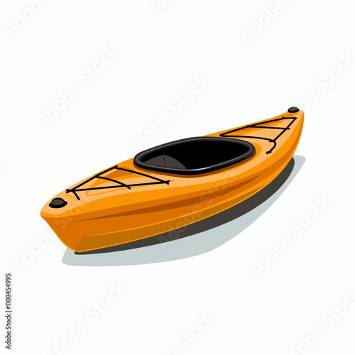 Bright orange kayak ready for adventure on calm water