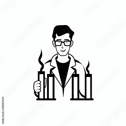 Scientist conducting experiments with test tubes in a laboratory setting