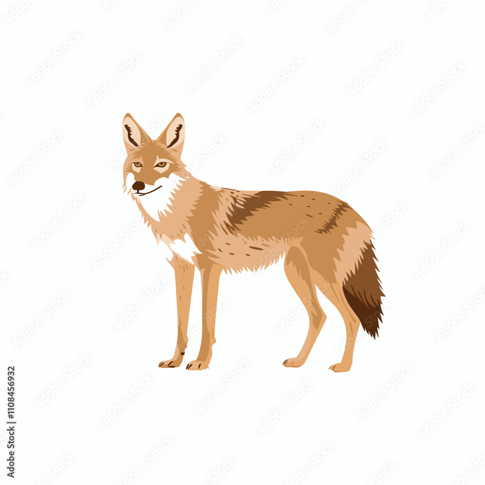 Obraz premium Coyote standing in a natural pose with a detailed fur pattern in a minimalist style