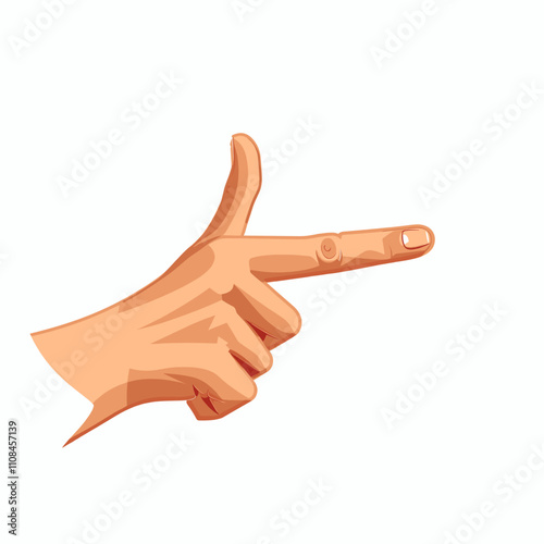 Hand gesture mimicking a gun held by an outstretched finger in a creative pose