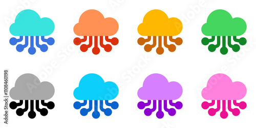 Editable cloud network, computing vector icon. AI technology, artificial intelligence, computer. Part of a big icon set family. Perfect for web and app interfaces, presentations, infographics, etc