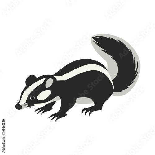 European badger exploring a grassy area in a forest during the daytime in summer