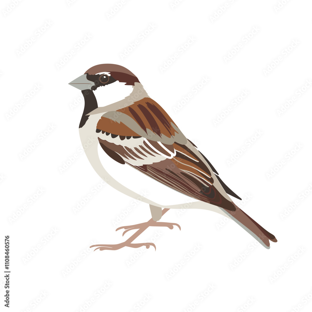 Naklejka premium Sparrow perched on a branch showcasing its detailed plumage in a natural habitat